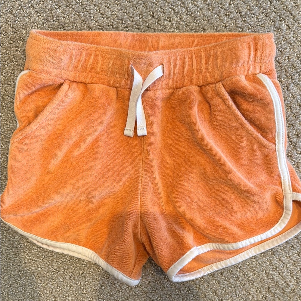 Orange Terry Cloth Shorts with White Trim